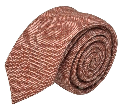 rusty red brick 100% wool  tie with speckled design